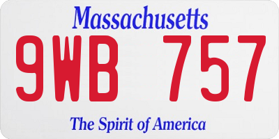 MA license plate 9WB757