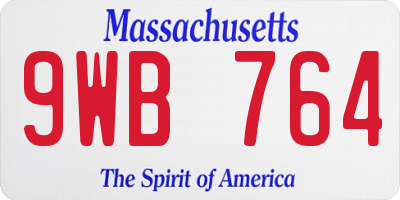 MA license plate 9WB764