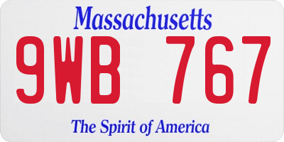 MA license plate 9WB767