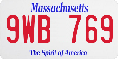 MA license plate 9WB769