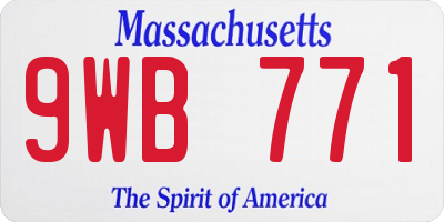MA license plate 9WB771