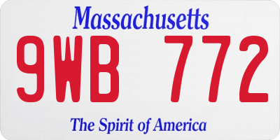 MA license plate 9WB772