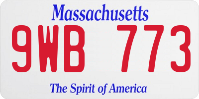 MA license plate 9WB773