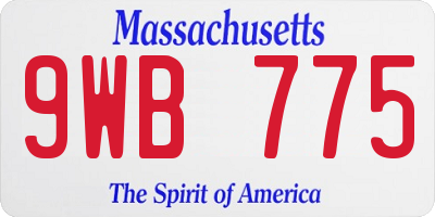 MA license plate 9WB775