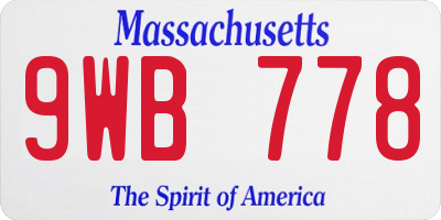 MA license plate 9WB778