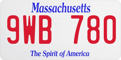 MA license plate 9WB780