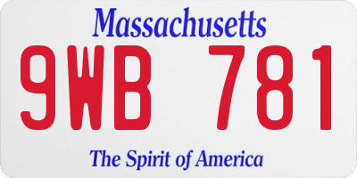 MA license plate 9WB781