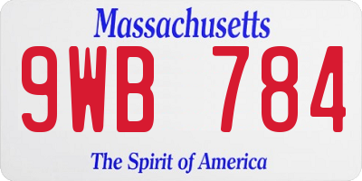 MA license plate 9WB784