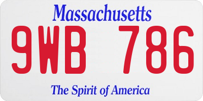 MA license plate 9WB786