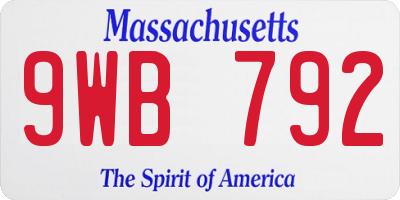 MA license plate 9WB792