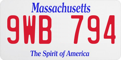 MA license plate 9WB794