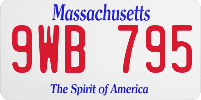 MA license plate 9WB795