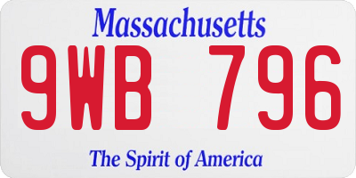 MA license plate 9WB796