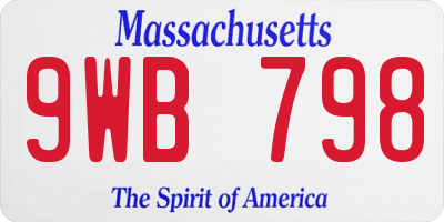 MA license plate 9WB798