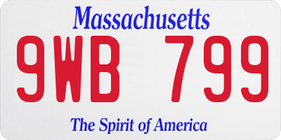 MA license plate 9WB799