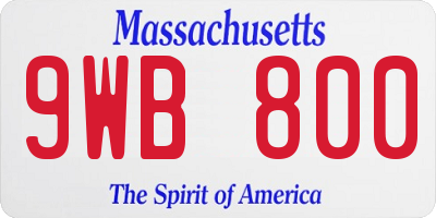 MA license plate 9WB800