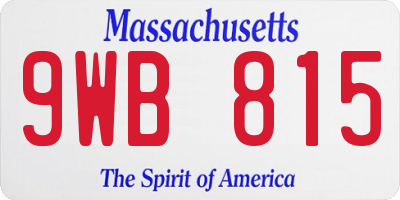 MA license plate 9WB815