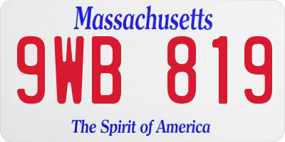 MA license plate 9WB819