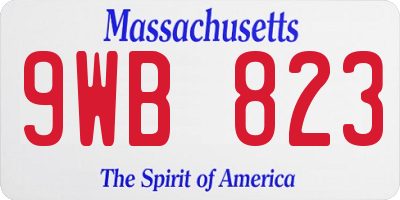 MA license plate 9WB823