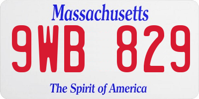 MA license plate 9WB829