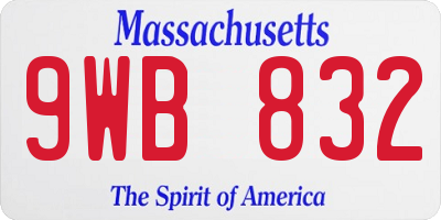 MA license plate 9WB832