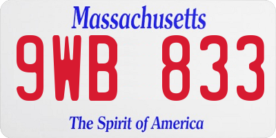 MA license plate 9WB833