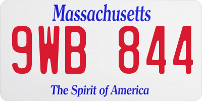 MA license plate 9WB844