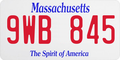 MA license plate 9WB845