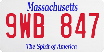 MA license plate 9WB847