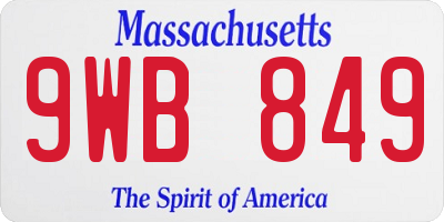 MA license plate 9WB849