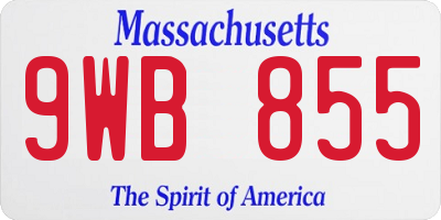 MA license plate 9WB855