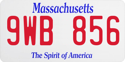 MA license plate 9WB856