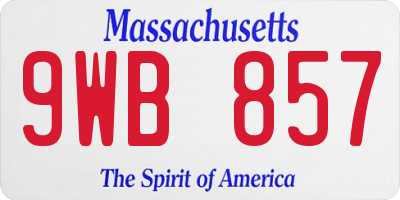 MA license plate 9WB857