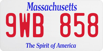 MA license plate 9WB858