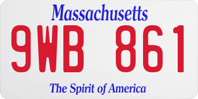 MA license plate 9WB861