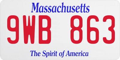 MA license plate 9WB863