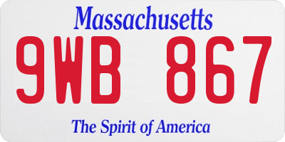 MA license plate 9WB867