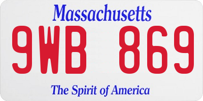 MA license plate 9WB869
