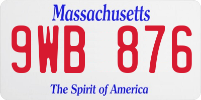 MA license plate 9WB876