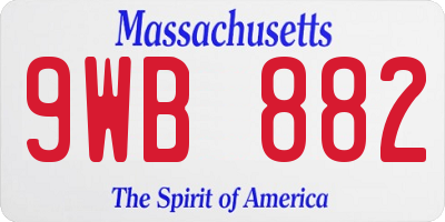 MA license plate 9WB882