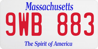 MA license plate 9WB883