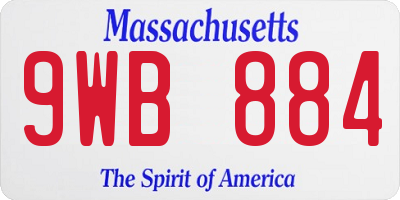 MA license plate 9WB884