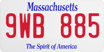 MA license plate 9WB885