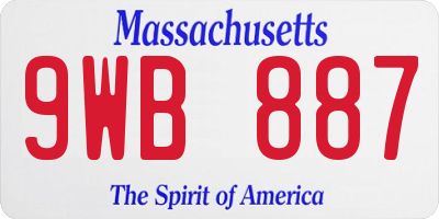 MA license plate 9WB887