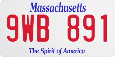 MA license plate 9WB891
