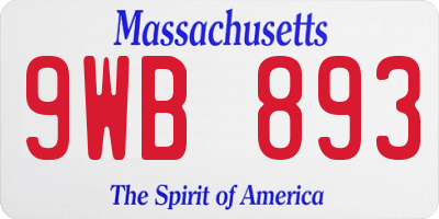 MA license plate 9WB893