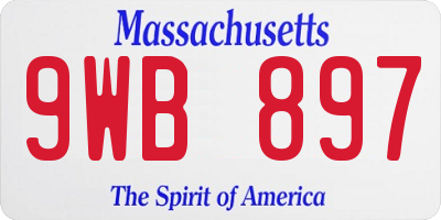 MA license plate 9WB897