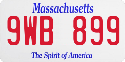 MA license plate 9WB899