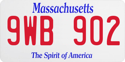 MA license plate 9WB902