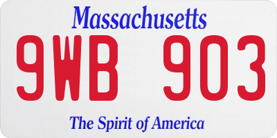 MA license plate 9WB903